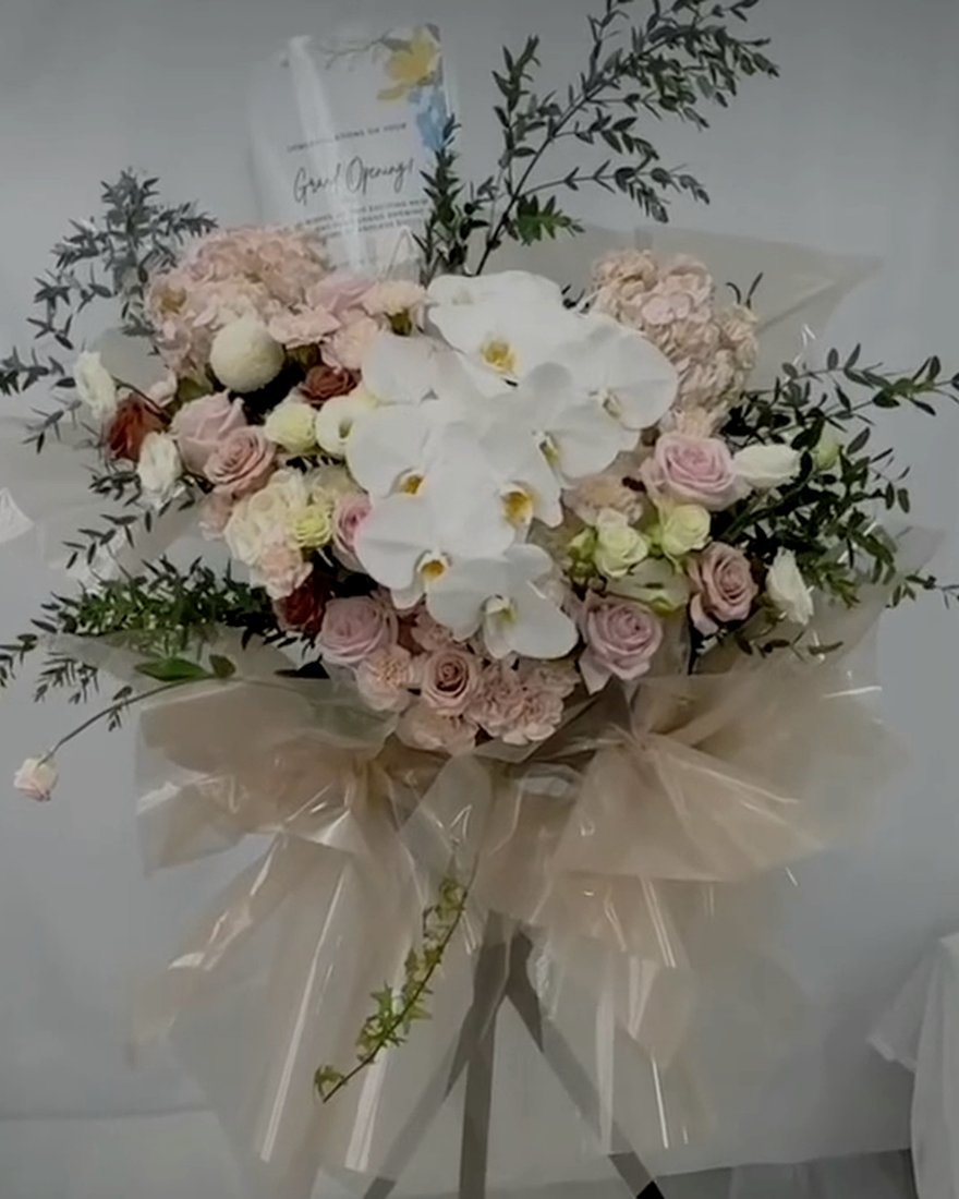 A grand opening flower stand.